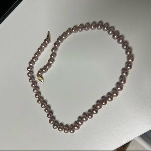 14k Yellow Gold 6-7mm Pink Freshwater Pearl Necklace